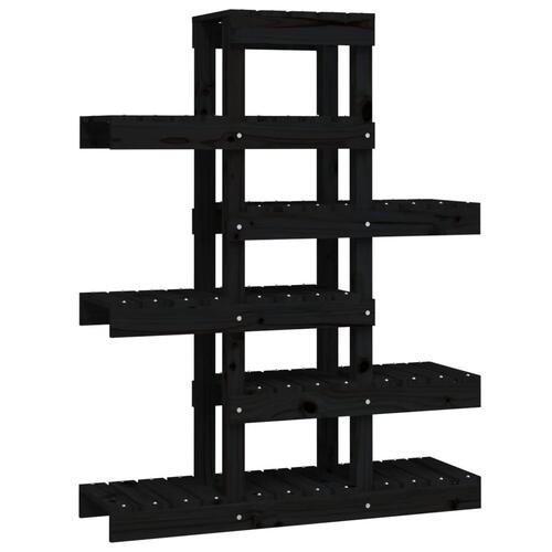 Plantestativ 85x25x109,5 cm massivt fyrretræ sort