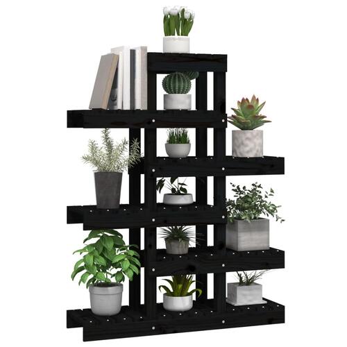 Plantestativ 85x25x109,5 cm massivt fyrretræ sort