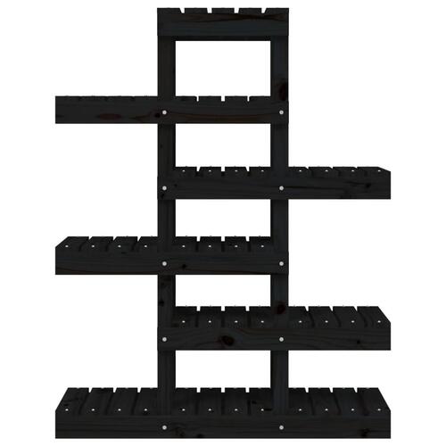 Plantestativ 85x25x109,5 cm massivt fyrretræ sort