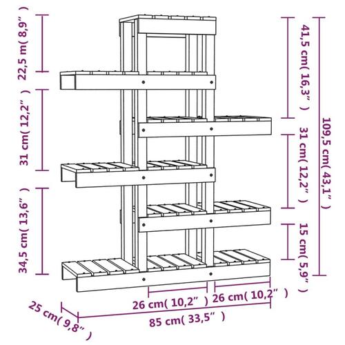 Plantestativ 85x25x109,5 cm massivt fyrretræ sort