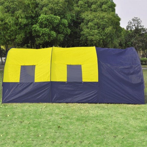 Campingtelt 6 personer polyester blå og gul
