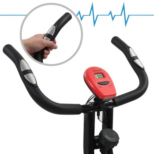 Magnetisk motionscykel med pulsmåler sort og rød