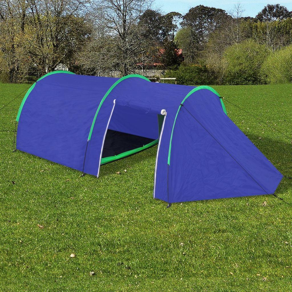 Campingtelt 4 personer blå og grøn