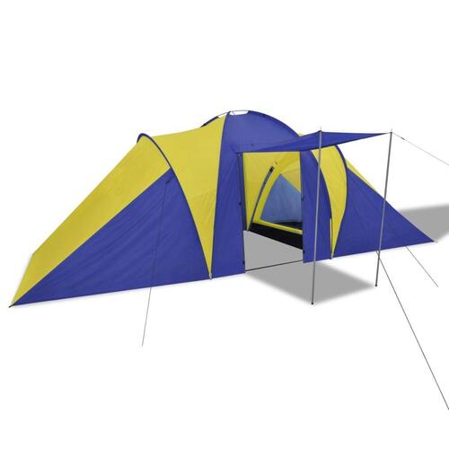 Campingtelt 6 personer marineblå/gul