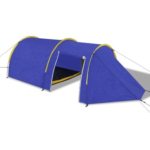 Campingtelt 4 personer marineblå og gul