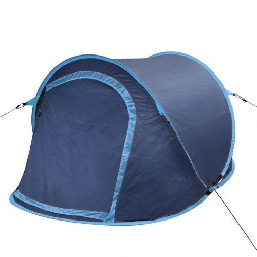 Pop-up campingtelt 2 personer marineblå og lyseblå