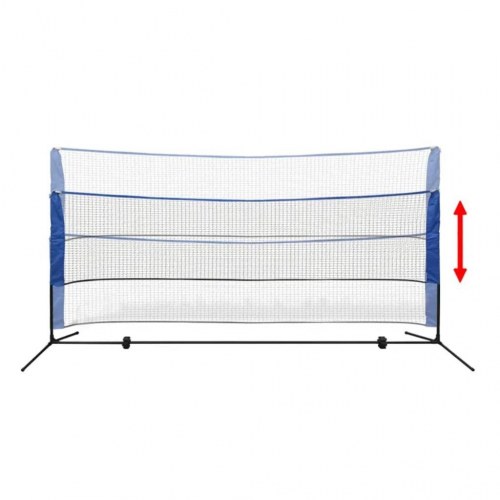 Badmintonsæt med net og fjerbolde - 300 × 155 cm, højdejustérbart