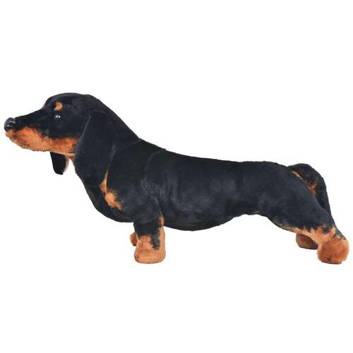 Stående tøjdyr gravhund plysstof XXL sort