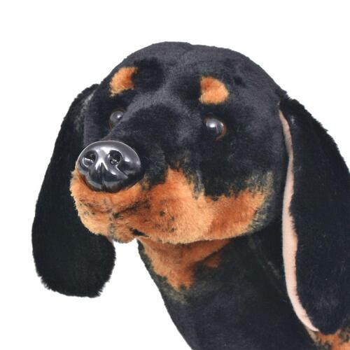 Stående tøjdyr gravhund plysstof XXL sort