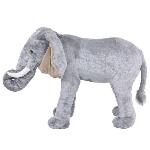 Stående tøjdyr elefant plysstof XXL grå