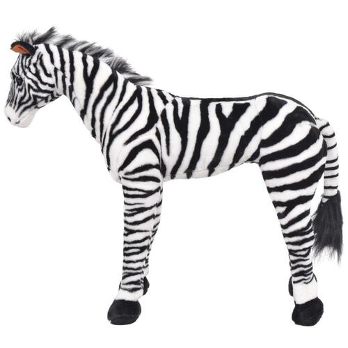Stående tøjdyr zebra plysstof XXL sort og hvid