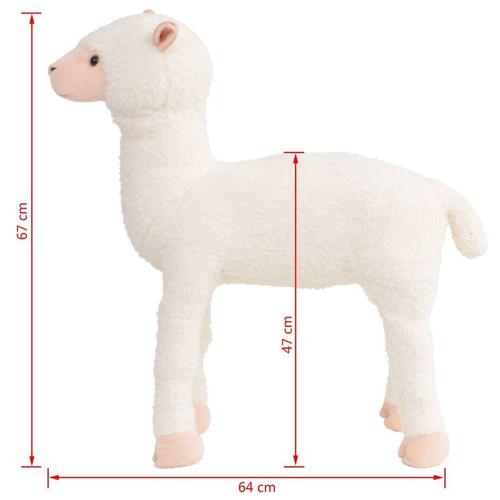 Stående tøjdyr alpaca plysstof XXL hvid