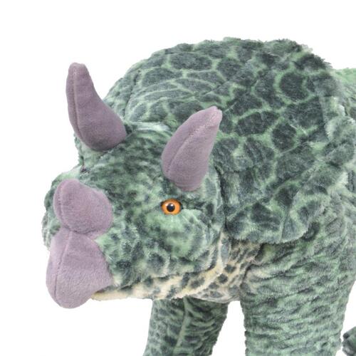 Stående tøjdyr triceratops plysstof XXL grøn