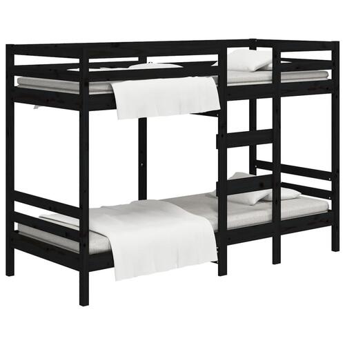 Køjeseng 90x190 cm massivt fyrretræ sort