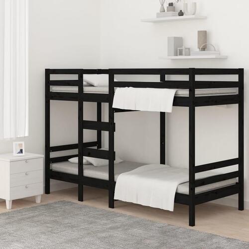 Køjeseng 90x190 cm massivt fyrretræ sort