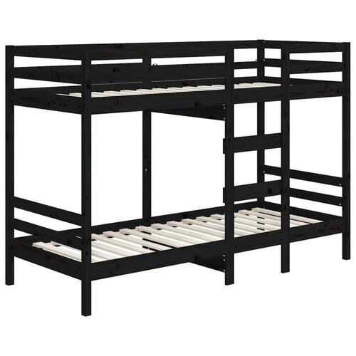 Køjeseng 90x190 cm massivt fyrretræ sort