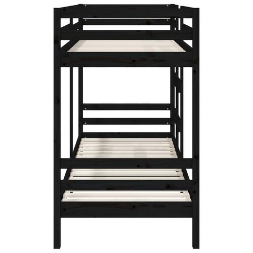 Køjeseng 90x190 cm massivt fyrretræ sort
