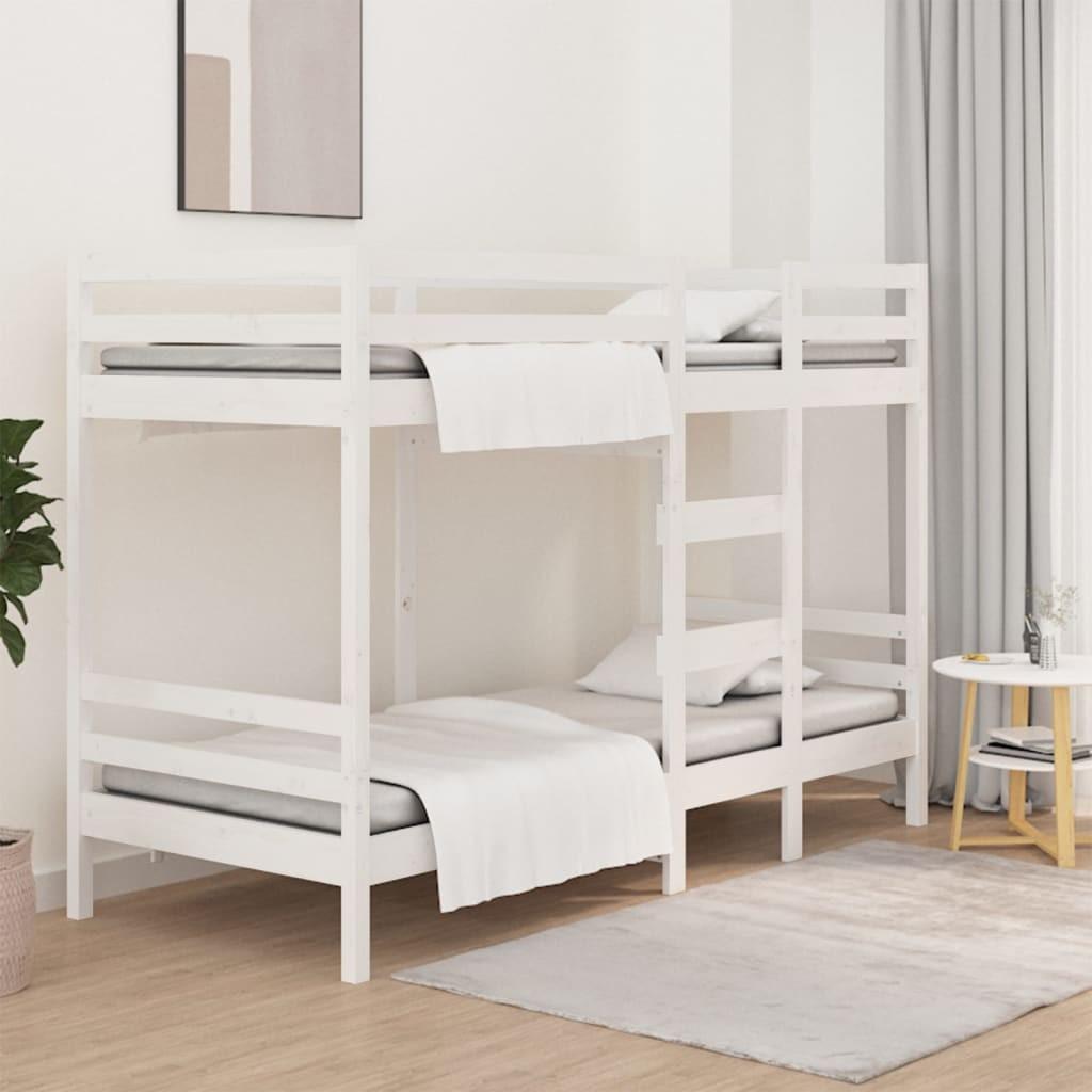 Køjeseng 75x190 cm massivt fyrretræ hvid