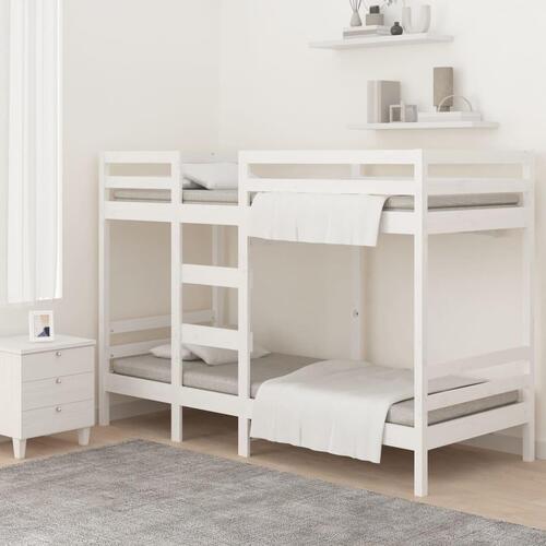Køjeseng 75x190 cm massivt fyrretræ hvid