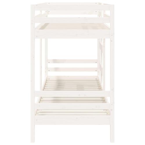 Køjeseng 75x190 cm massivt fyrretræ hvid
