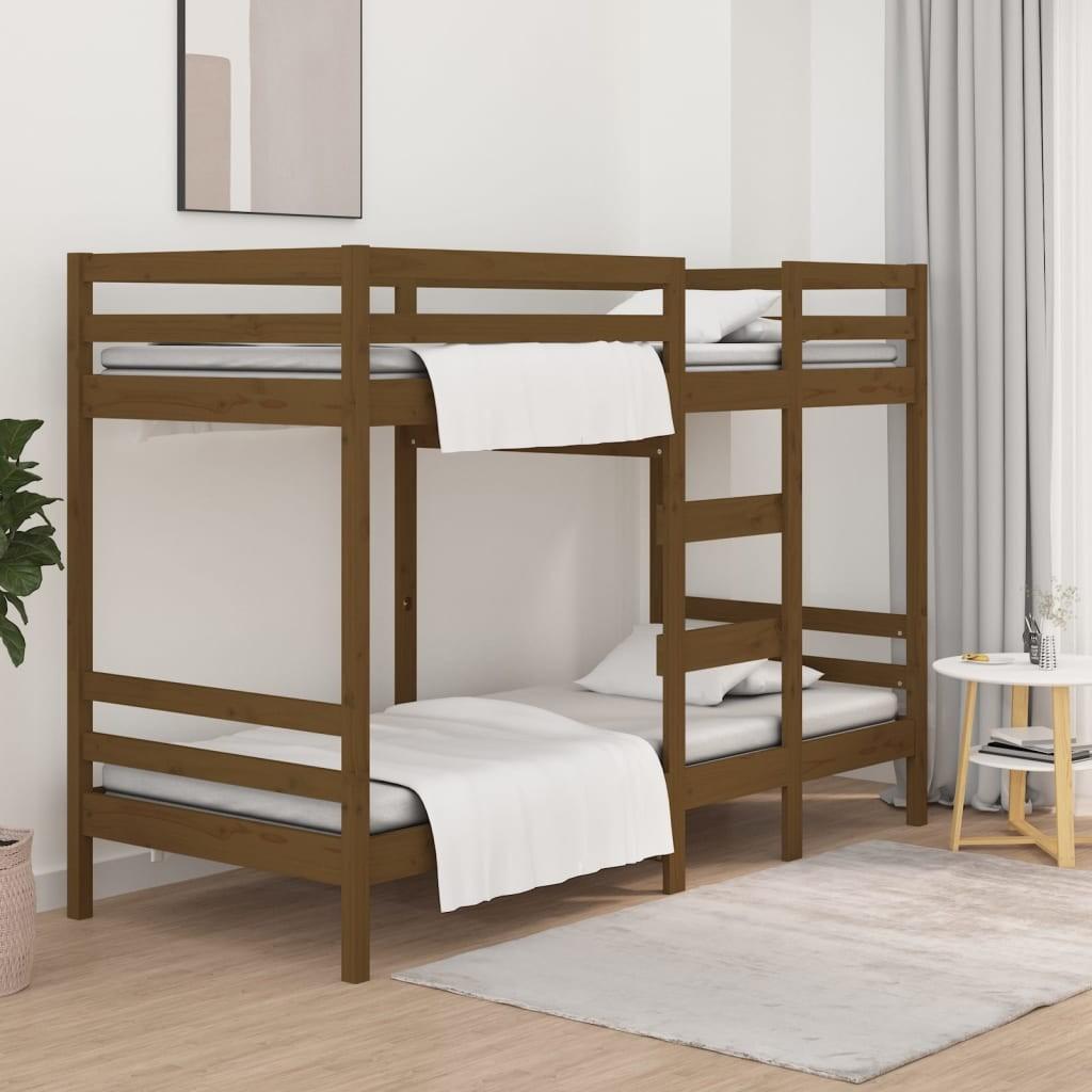 Køjeseng 75x190 cm massivt fyrretræ gyldenbrun