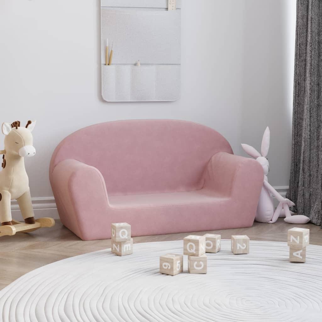 2-personers sofa til børn blødt plys pink