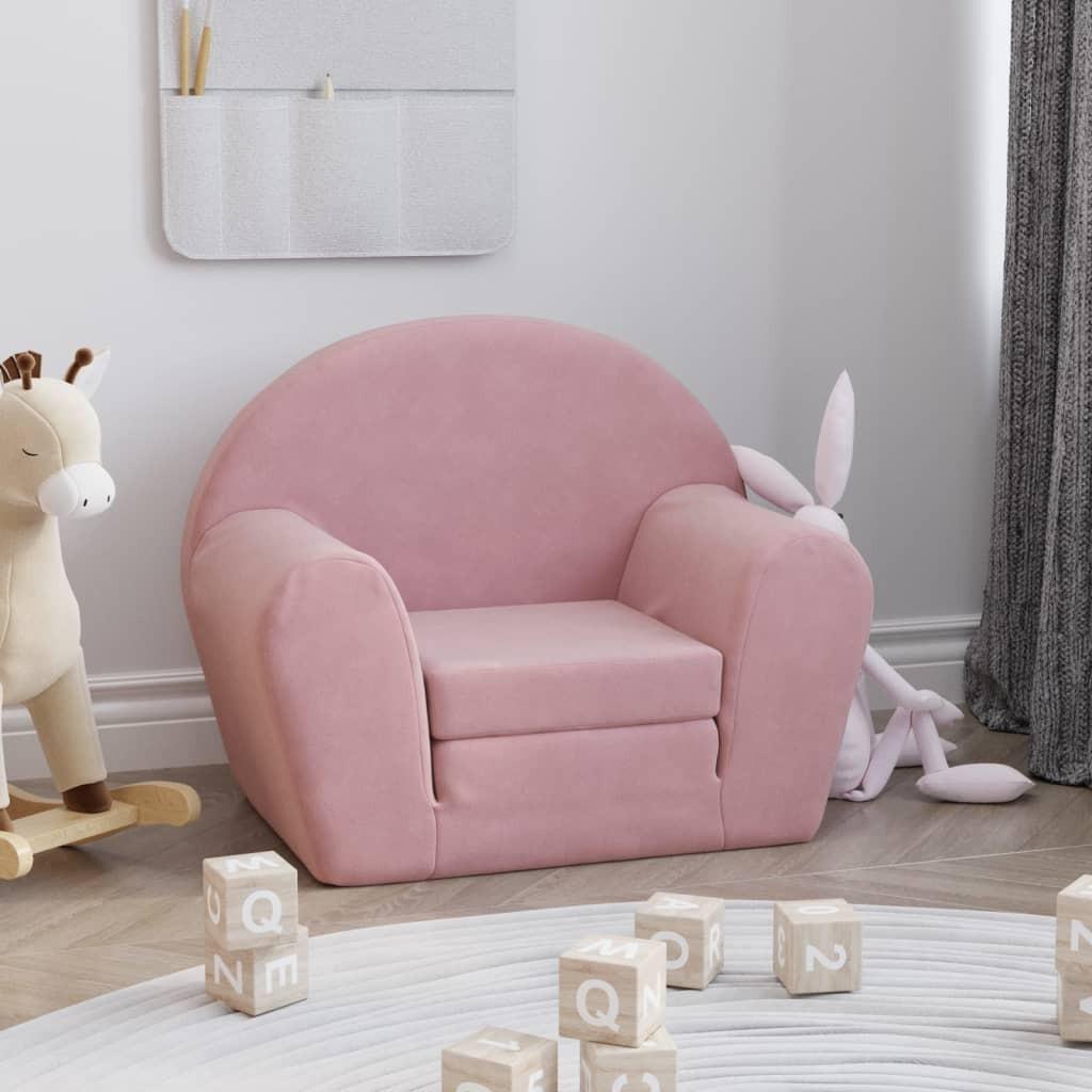 Sofaseng til børn blødt plys lyserød