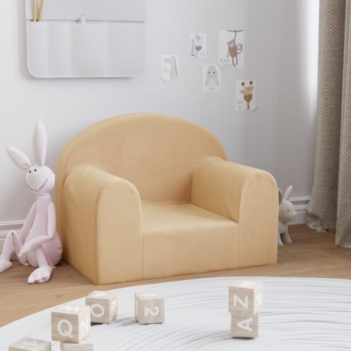 Sofa til børn blødt plys cremefarvet