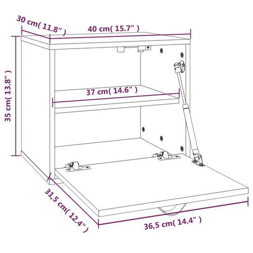 Vægskab 40x30x35 cm massivt fyrretræ sort
