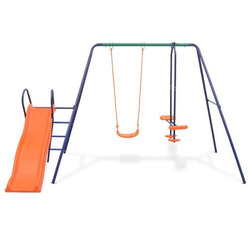 Gyngesæt med rutsjebane og 3 sæder orange