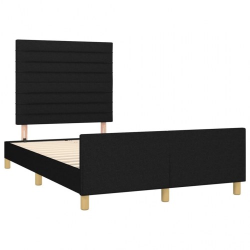Sengeramme med sengegavl - sort stof 120x200 cm