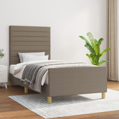 Sengeramme uden madras 90×200 cm - stof, gråbrun med justerbar sengegavl