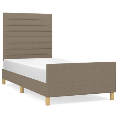 Sengeramme uden madras 90×200 cm - stof, gråbrun med justerbar sengegavl