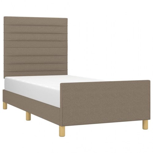 Sengeramme uden madras 90×200 cm - stof, gråbrun med justerbar sengegavl