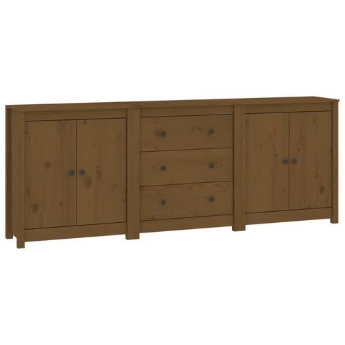 Skænk 210x35x80 cm massivt fyrretræ gyldenbrun