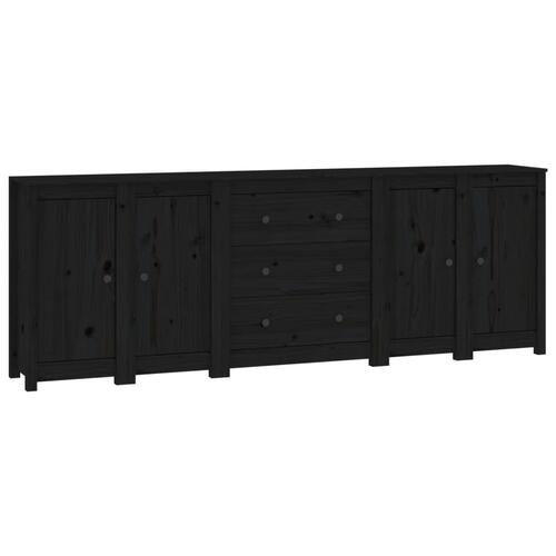 Skænk 230x35x80 cm massivt fyrretræ sort