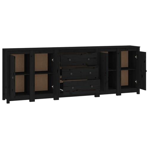 Skænk 230x35x80 cm massivt fyrretræ sort