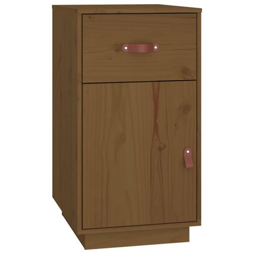 Skrivebord med skabe 135x50x75 cm massivt fyrretræ gyldenbrun