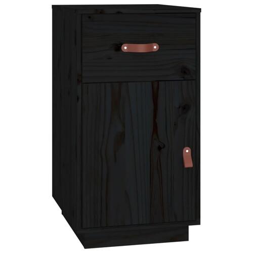 Skrivebord med skabe 135x50x75 cm massivt fyrretræ sort
