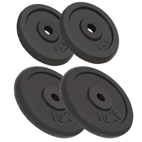 Vægtskiver 4 stk. 2x10 kg+2x5 kg støbejern