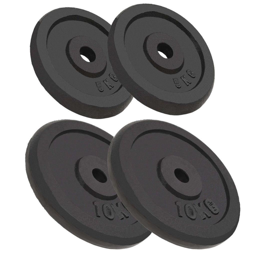 Vægtskiver 4 stk. 2x10 kg+2x5 kg støbejern