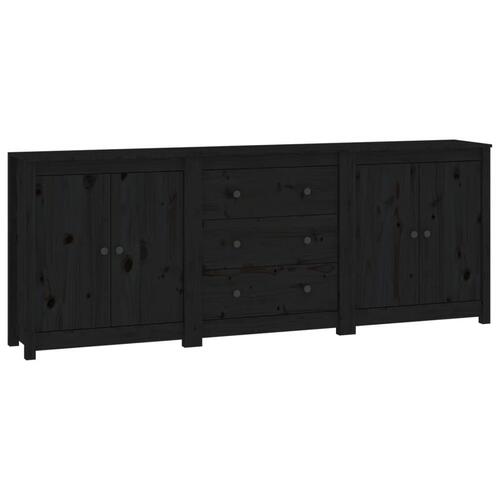 Skænk 210x35x80 cm massivt fyrretræ sort