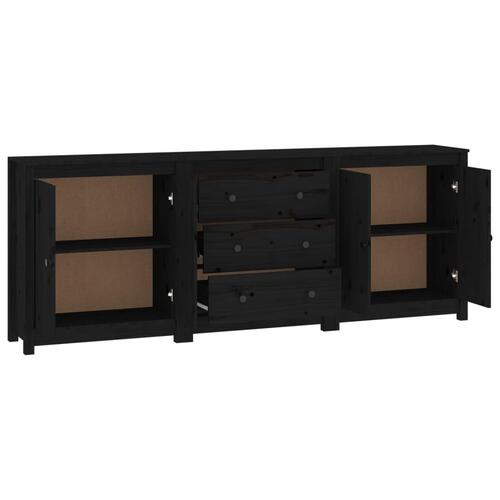 Skænk 210x35x80 cm massivt fyrretræ sort