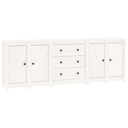 Skænk 230x35x80 cm massivt fyrretræ hvid