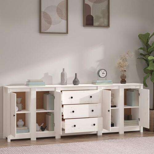 Skænk 230x35x80 cm massivt fyrretræ hvid