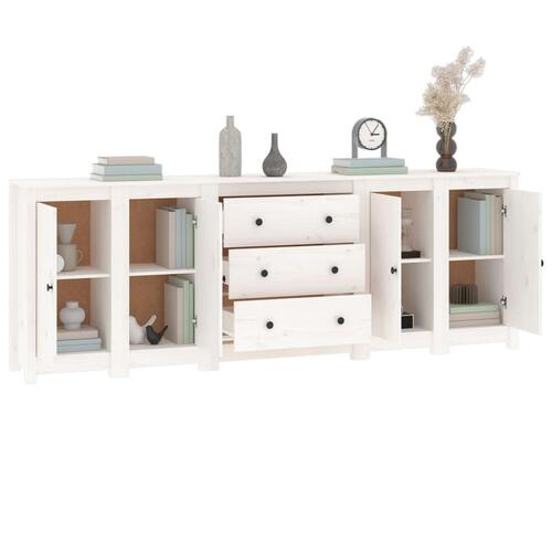 Skænk 230x35x80 cm massivt fyrretræ hvid