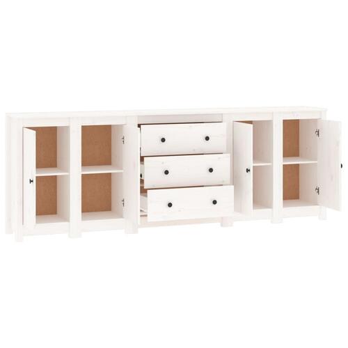 Skænk 230x35x80 cm massivt fyrretræ hvid