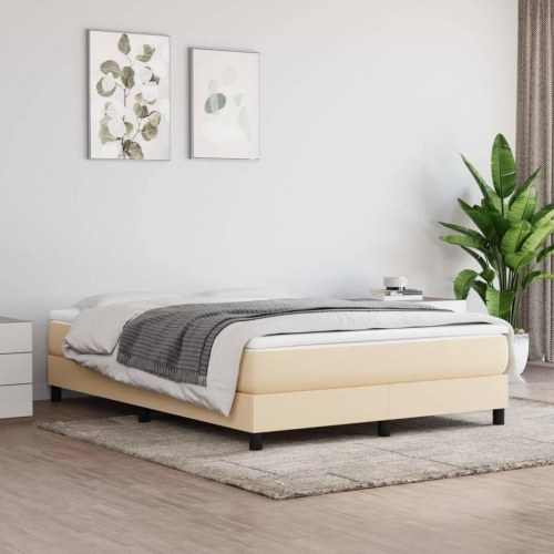 Boxspring sengeramme 140×190 cm i stof - cremefarvet