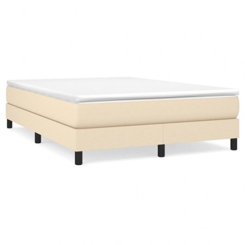 Boxspring sengeramme 140×190 cm i stof - cremefarvet