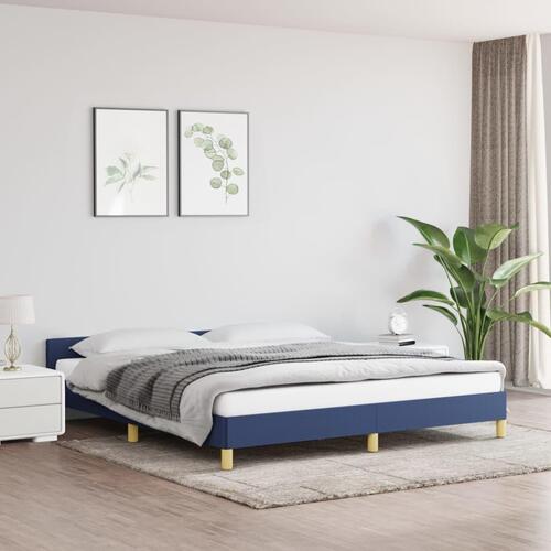 Sengeramme med hovedgærde uden madras Blå 180x200 cm Stof